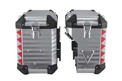 Sistema de alforjas de motocicleta Max-Remus (cajas laterales) (diseño con laterales plegables a 45°)